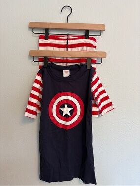 Hanna Andersson Navy & Red Captain Shield Stripe Kids Pajama Set